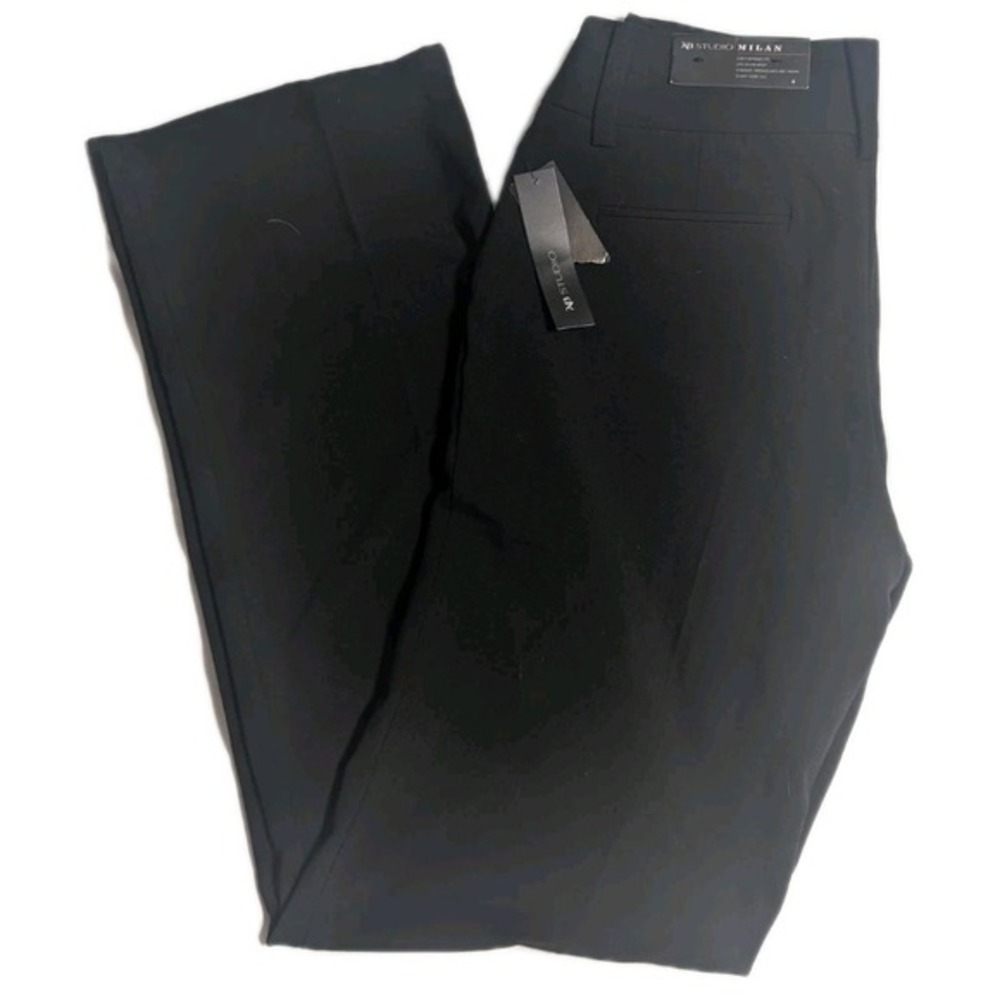 AB Studio Milan Women Stretch Bootcut Flare Flat Front Trouser Pants 4 Black‎